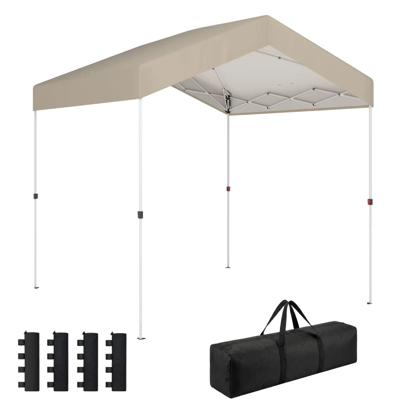 Outsunny 8 x 8 ft Pop Up Canopy Tent with 1-Button Push Easy Setup, UPF 50+ A-Frame Outdoor Instant Canopy, Beige