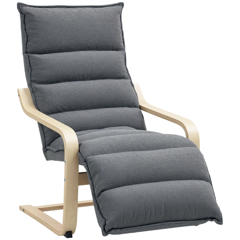 HOMCOM Accent Chair, Velvet Upholstered Living Room Chair with Footrest, Wood Frame, Dark Grey