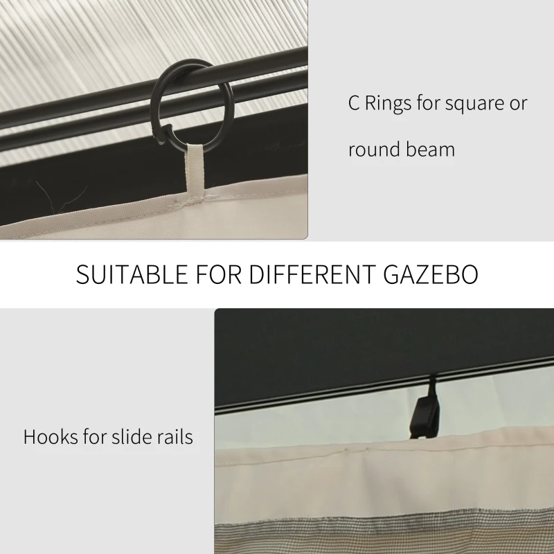 Outsunny 9.84' x 9.84' Gazebo Sidewall Set with Hooks/C-Rings, Beige