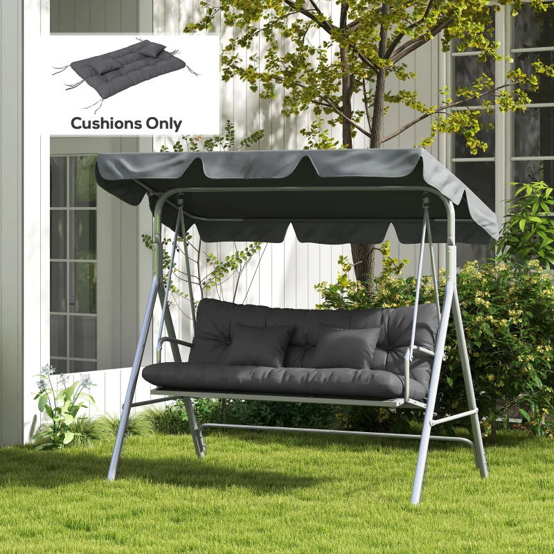 Outsunny 59" Tufted Bench Cushions & Throw Pillows, Replacement Bench Seat Pad, Back & 2 Pillows for Outdoor Furniture, Charcoal