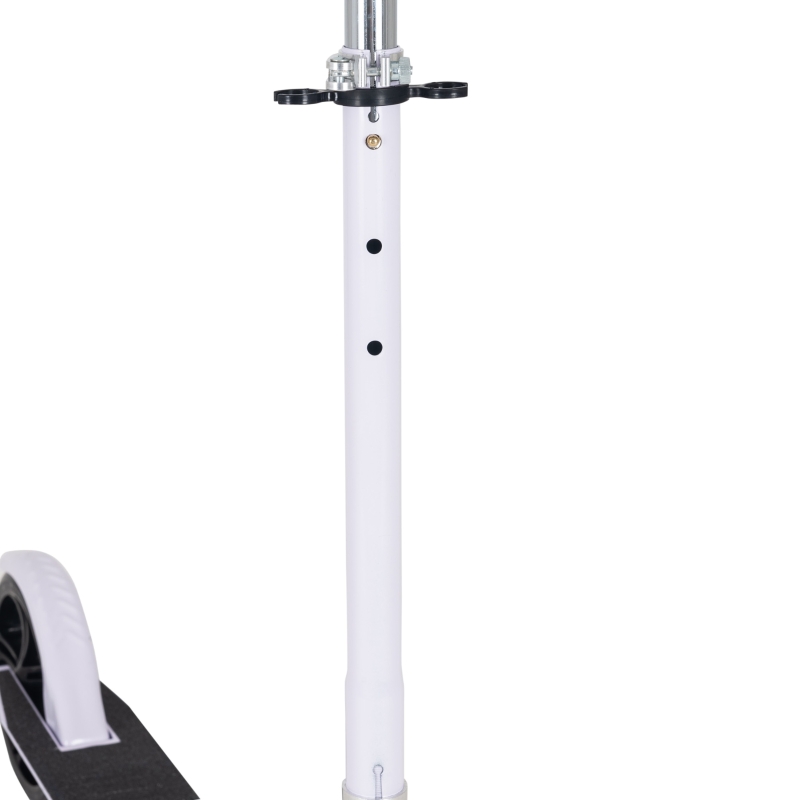 Aosom Kids Foldable Kick Scooter with Adjustable Height, Soft Textured Handles, Wide Deck, Brakes for Ages 7-14, 29.5" H - 39" H, White