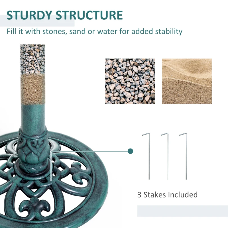 Outsunny 27'' Bird Bath Outdoor Resin Decor with Fleur De Lis Pattern, Time-Worn Finish