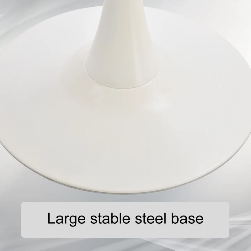 HOMCOM  Modern 27.5" Round Cocktail Table with a Stable Metal Base for Living Room, Porch, and Parties, White