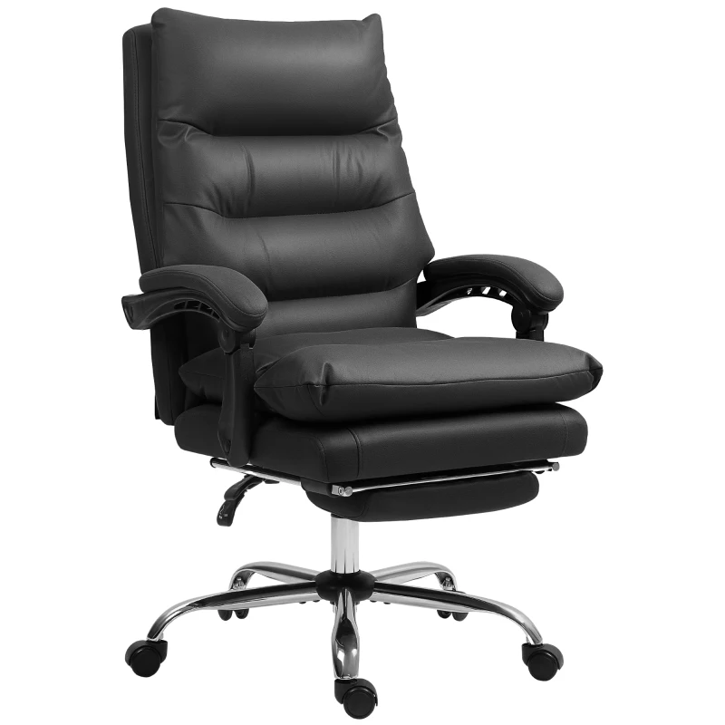 Vinsetto Executive Office Chair with 6-Point Massage, Microfibre Reclining Computer Chair with Footrest, Black