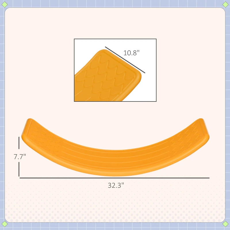 Qaba 32.3" Balance Board, Wobble Board for Kids & Toddlers, Montessori Waldorf Toy for Ages 3-6 Years Old, Orange