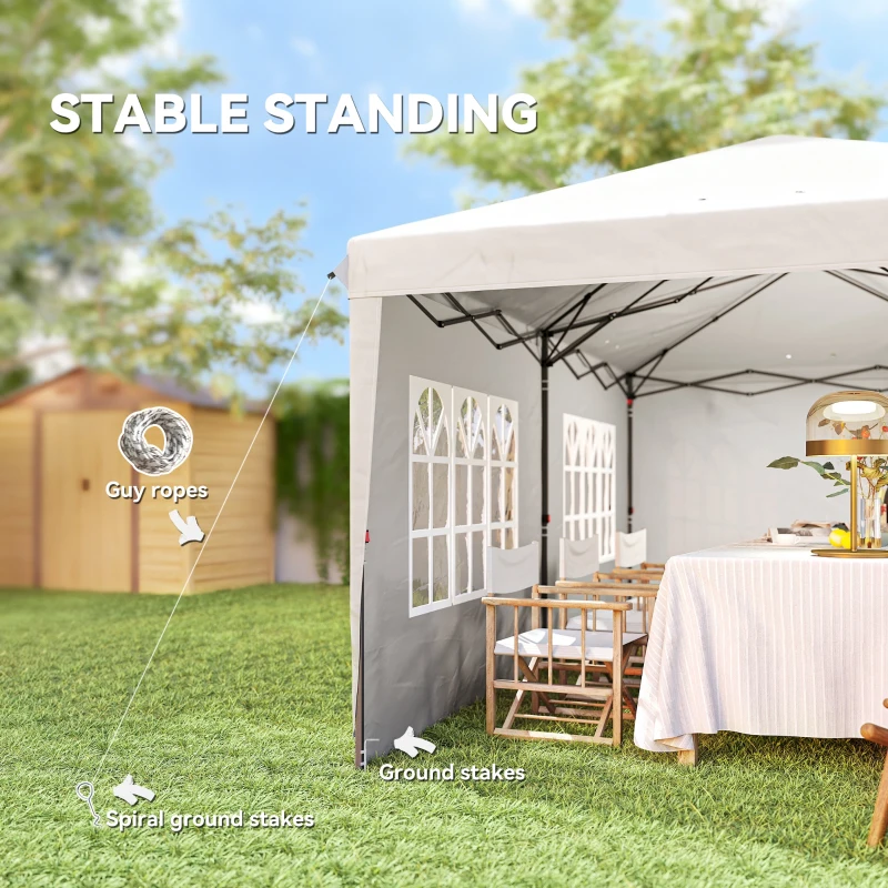 Outsunny 10' x 20' Outdoor Pop Up Canopy Tent Party Tent Instant Shelter W/ Carrying Bag, White