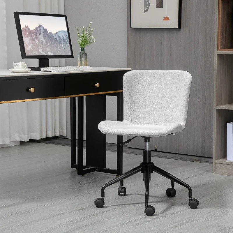 Vinsetto Home Office Chair, Swivel Task Chair with Adjustable Height and Armless Design for Small Space, Living Room, Bedroom, Light Gray