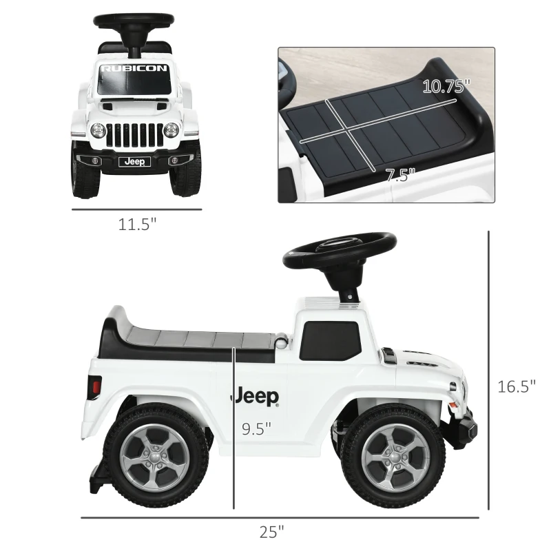 Aosom Kids Ride on Push Car, with Engine Sounds & Under-Seat Storage, Foot-to-Floor Ride on Sliding Car with Horn, White
