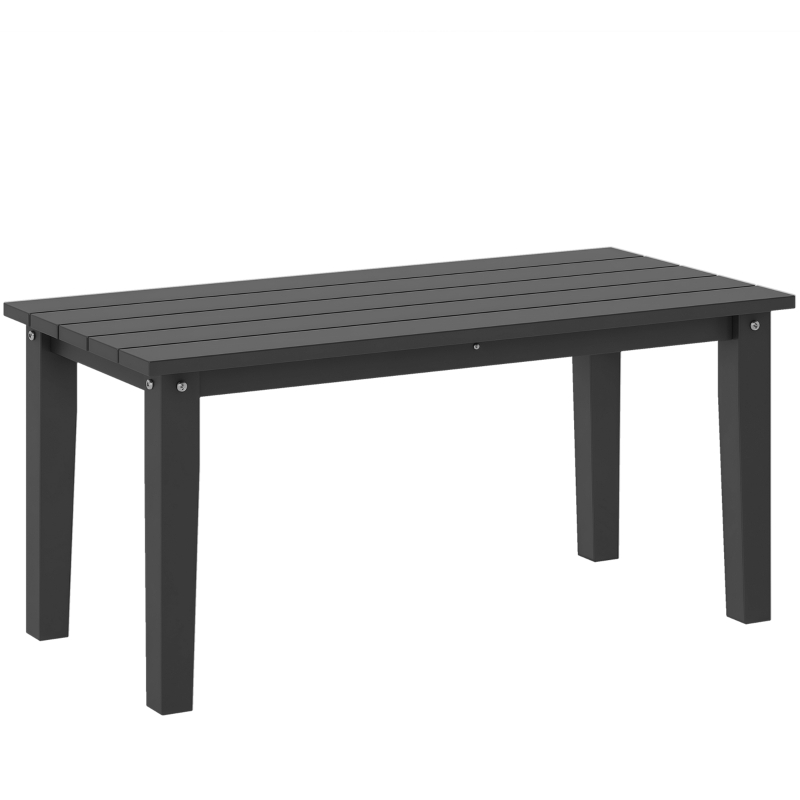 Outsunny Rectangle Outdoor Coffee Table, HDPE All-Weather Outdoor Patio Table with Slatted Tabletop for Yard, Balcony, Black