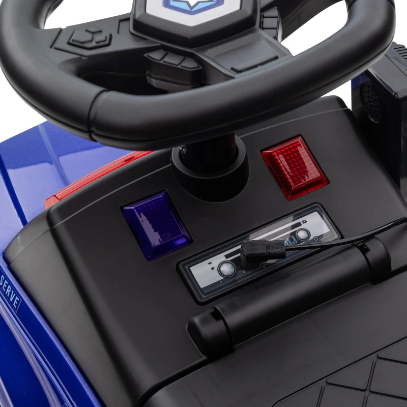 Aosom Kids Push Ride On Car with Working PA System and Horn, Police Truck Style Foot-to-Floor Sliding Car, Blue