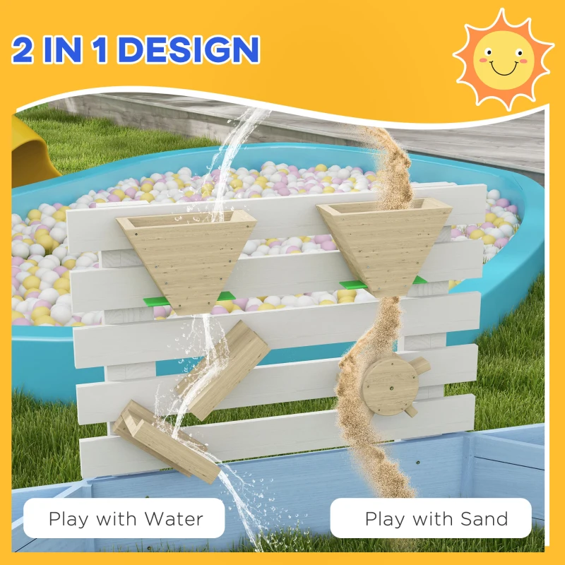 Outsunny Wooden Sandbox for 3-7 Years, 85" x 85" x 25", Blue