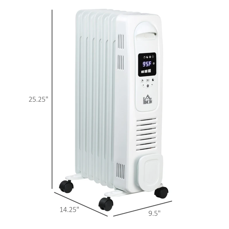 HOMCOM 25.25" Electric Space Heater, Freestanding 161 Sq. Ft. Heater with 3 Modes, Timer, and Remote, 1500 W, White