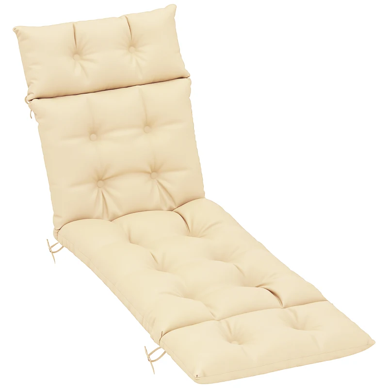 Outsunny Outdoor Chaise Lounge Cushion, Tufted Thick Patio Lounge Chair Cushion with Ties, 74.8 in. x 22 in. x 4 in., Beige