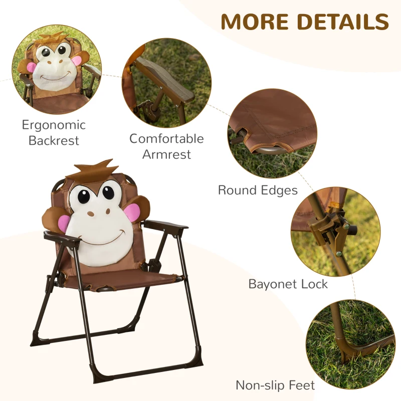 Outsunny Kids Table and Chair Set, Outdoor Folding Garden Furniture, Picnic Table for Patio Backyard, with Removable & Height Adjustable Sun Umbrella, Brown