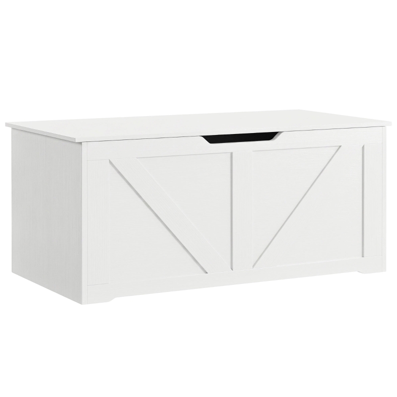 HOMCOM 39.4 Inches Storage Chest, Storage Trunk with 2 Safety Hinges for Living Room, White Wood Grain