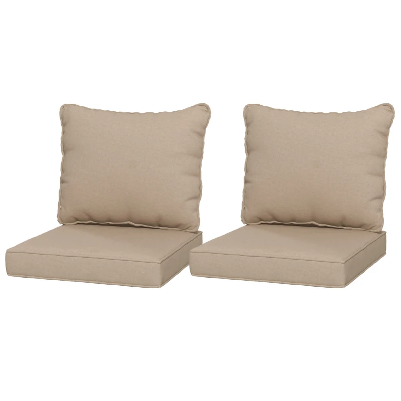 Outsunny 4-Piece Seat Cushion Pillows Replacement, Patio Chair Cushions Set with Back for Indoor Outdoor, Beige