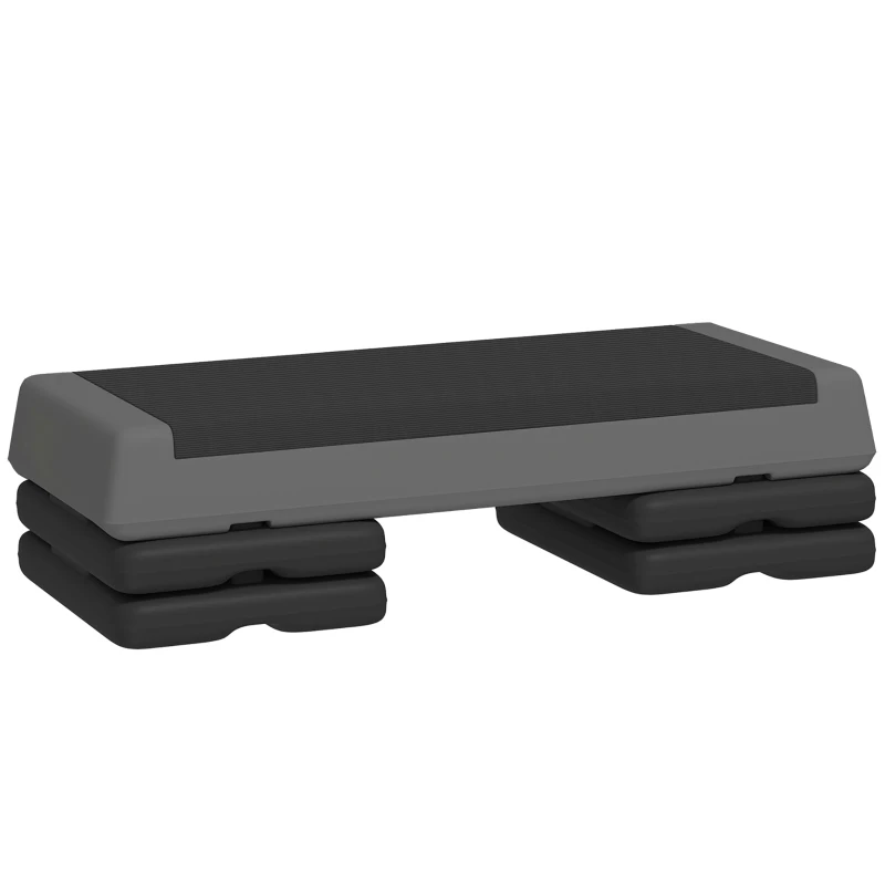 Soozier Adjustable Exercise Step Platform, 3-Level with Risers 4", 6", 8" Aerobic Stepper, 550lbs Weight Capacity, Grey