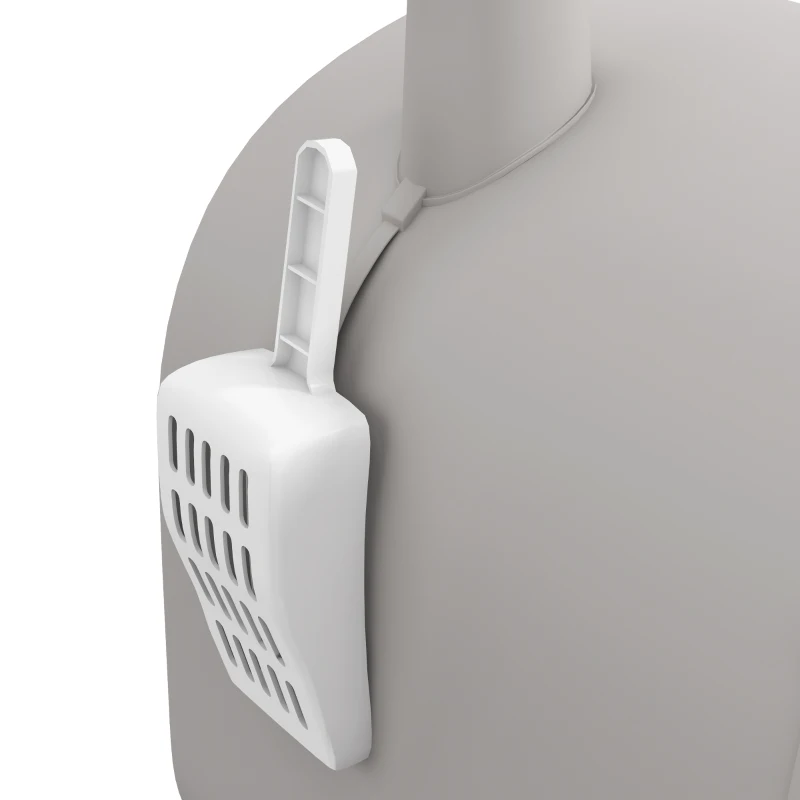 PawHut Cat Litter Box with Lid, Removable Tray, Scoop, Filter, Light Grey