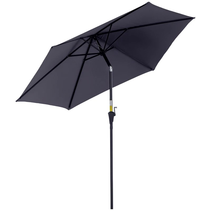 Outsunny 8.5FT Patio Umbrella, Round Garden Parasol with 6 Ribs, Market Sunshade Tilt Canopy w/ Crank Handle for Outdoor, Grey