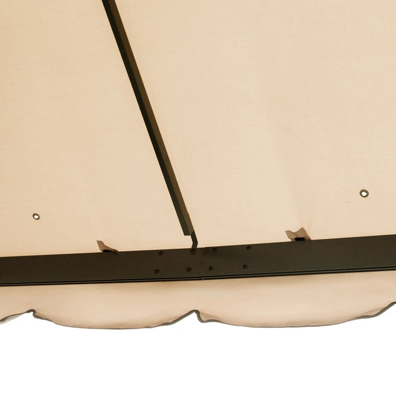Outsunny 9.7' x 9.7' Patio Gazebo, Aluminum Frame Double Roof Outdoor Gazebo Canopy Shelter with Netting & Curtains, Khaki