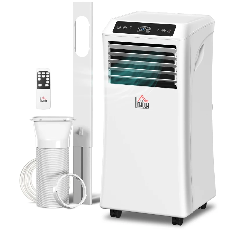 HOMCOM 10000 BTU Mobile Portable Air Conditioner with Cooling, Dehumidifier and Ventilating, 2 Speed Fans, 24-Hour Timer, White(m-11)
