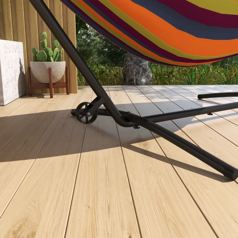 Outsunny 9.5ft Hammock Stand Only, Portable Hammock with Wheels, Adjustable Hammock Net Stand, for String-style, Brazilian-style, Flat-style, Rope-style Hammocks, Black