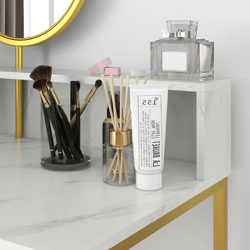 HOMCOM Makeup Vanity Table with Mirror and Storage, White