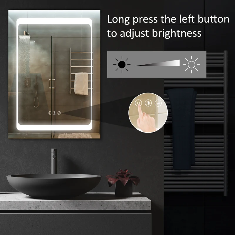 kleankin Wall-Mounted Plug-In Bathroom Organizer with 3 Storage Shelves, LED Lighted Medicine Cabinet with Mirror