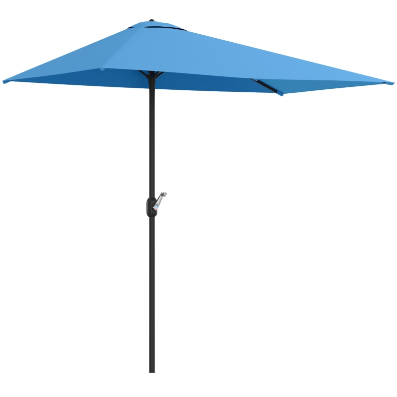 Outsunny 8ft Half Round Umbrella Outdoor Balcony Parasol Patio Garden Outdoor Window Sun Shade w/ 5 Ribs
