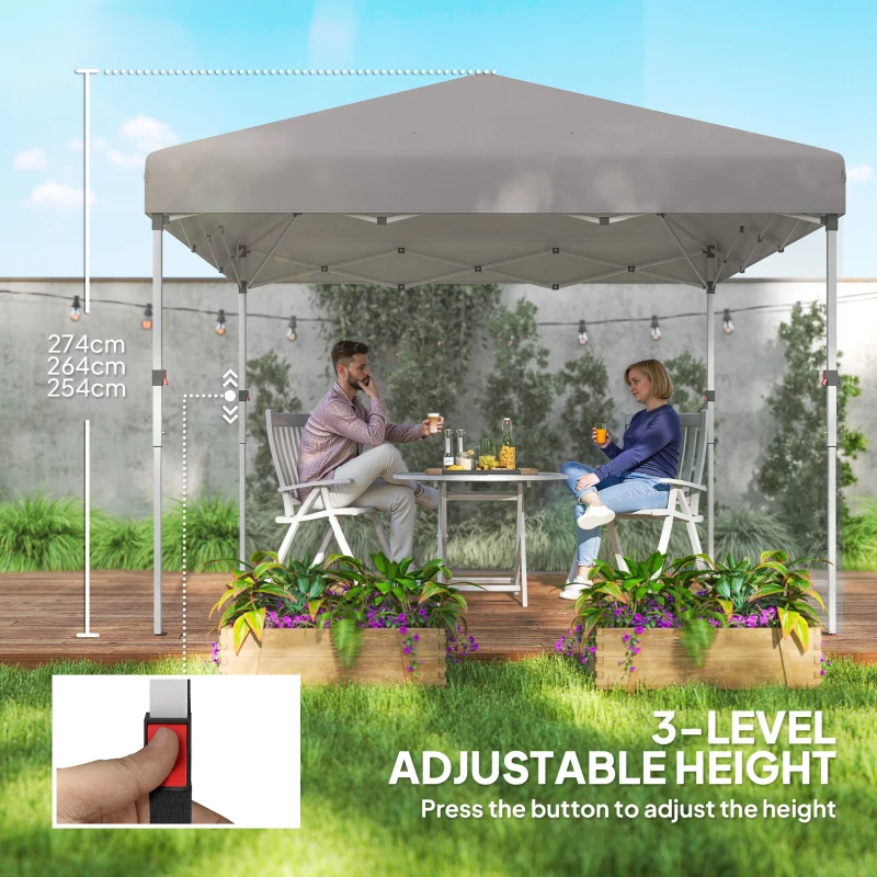 Outsunny 10' x 10' Pop Up Canopy with Sidewalls, Roller Bag, Height Adjustable Instant Tent for Outdoor, Garden, Patio, Grey