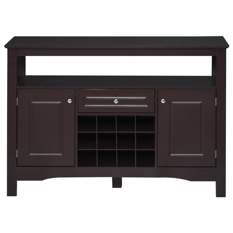 HOMCOM Coffee Bar Cabinet, Modern Sideboard Buffet Cabinet, Wine Cabinet with Drawer and 12-Bottle Wine Rack for Living Room, Espresso