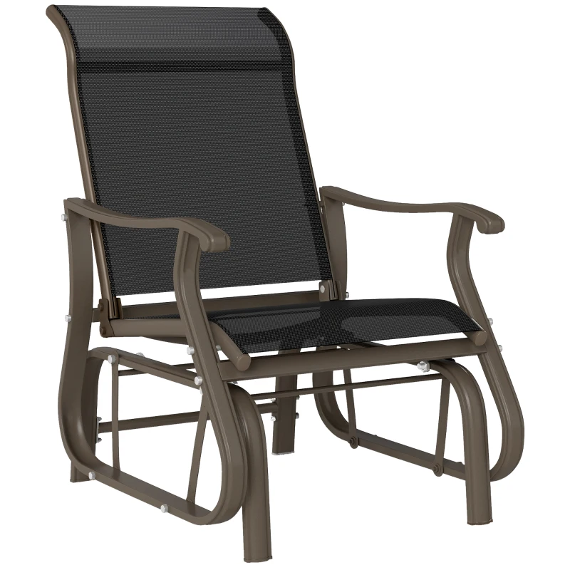 Outsunny Outdoor Glider Chair, Patio Glider with Steel Frame and Mesh Fabric, Outdoor Chair for Backyard, Garden, Porch, Black