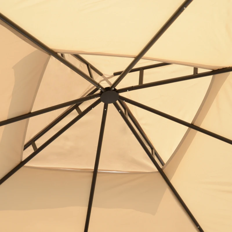 Outsunny 10x10ft Patio Gazebo, Outdoor Double Top Pavilion Canopy, Garden Event Party Tent Shelter, Yard Sun Shade Steel Frame w/ Mosquito Netting and Storage Tray