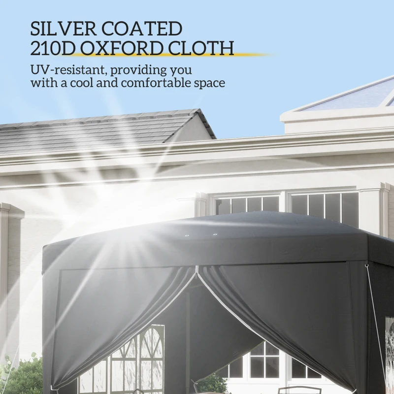 Outsunny 10'x10' Outdoor Pop Up Party Tent Wedding Gazebo Canopy with Carrying Bag (Black)