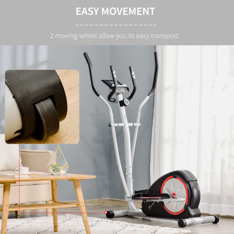 Soozier Elliptical Trainer Magnetic Cardio Workout Exercise Bike Cross Trainer with 8 Level Resistance, LCD Digital Monitor, Pad Phone Holder, Great for Home Office Gym