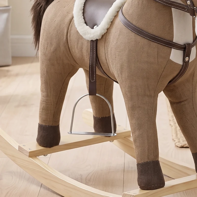 Qaba Rocking Horse, Back and Forth Rocking, Ride on Horse Toy with Sound Effects, for 12-36 Months Toddlers, Dark Brown