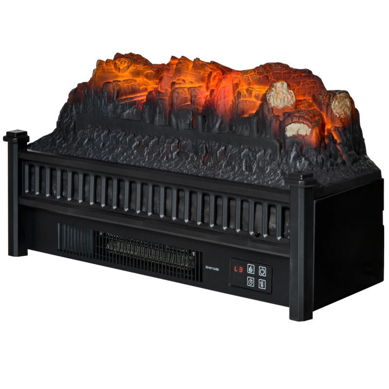 HOMCOM 23" Electric Fireplace Logs with Realistic Ember Bed, Fireplace Heater Insert with Remote Control, Timer, 1400W, Black
