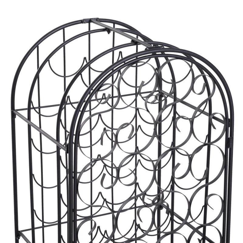 HOMCOM 35 Bottle Wrought Iron Wine Rack Cabinet with Lock,  Black