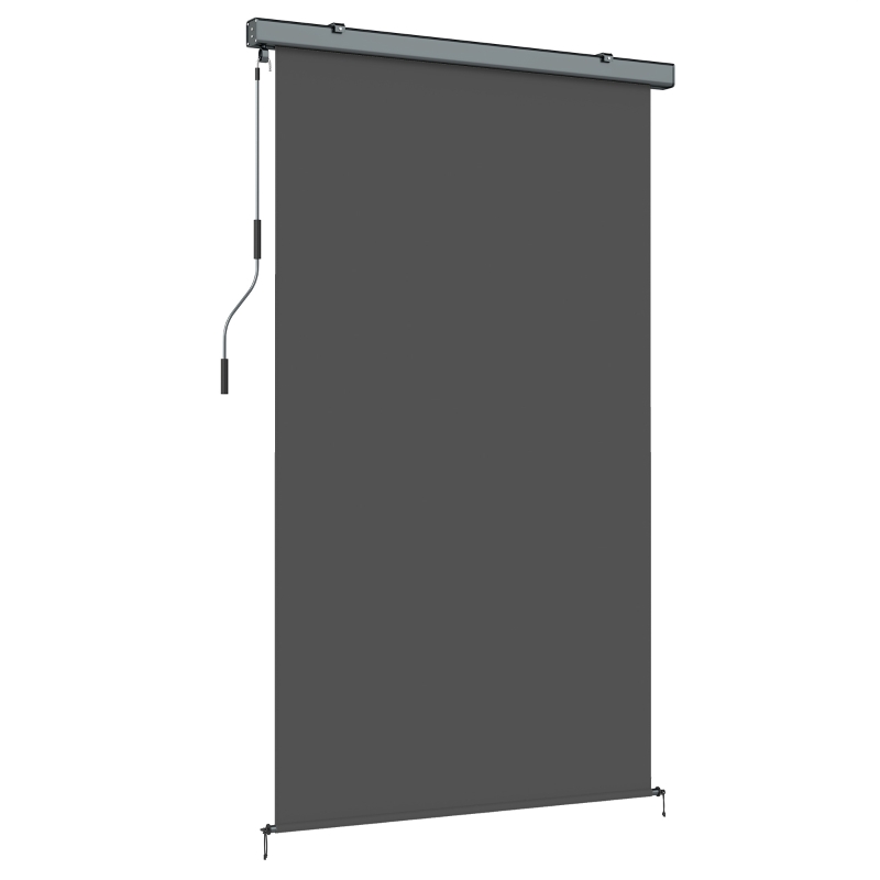Outsunny Cordless Roller Shade, Outdoor Blinds Cordless Roll Up Shade, UV Protection Waterproof, 98" L x 63" W, Dark Grey