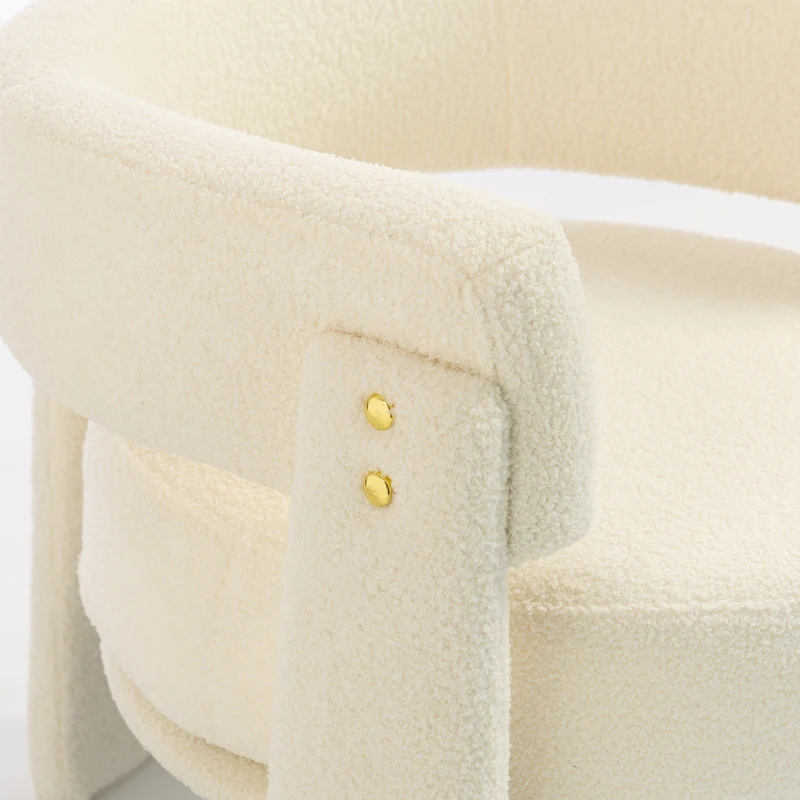 HOMCOM Upholstered Armchair, Sherpa Accent Chair with Lumbar Pillow, Padded Armrests and Thick Cushion, Cream White