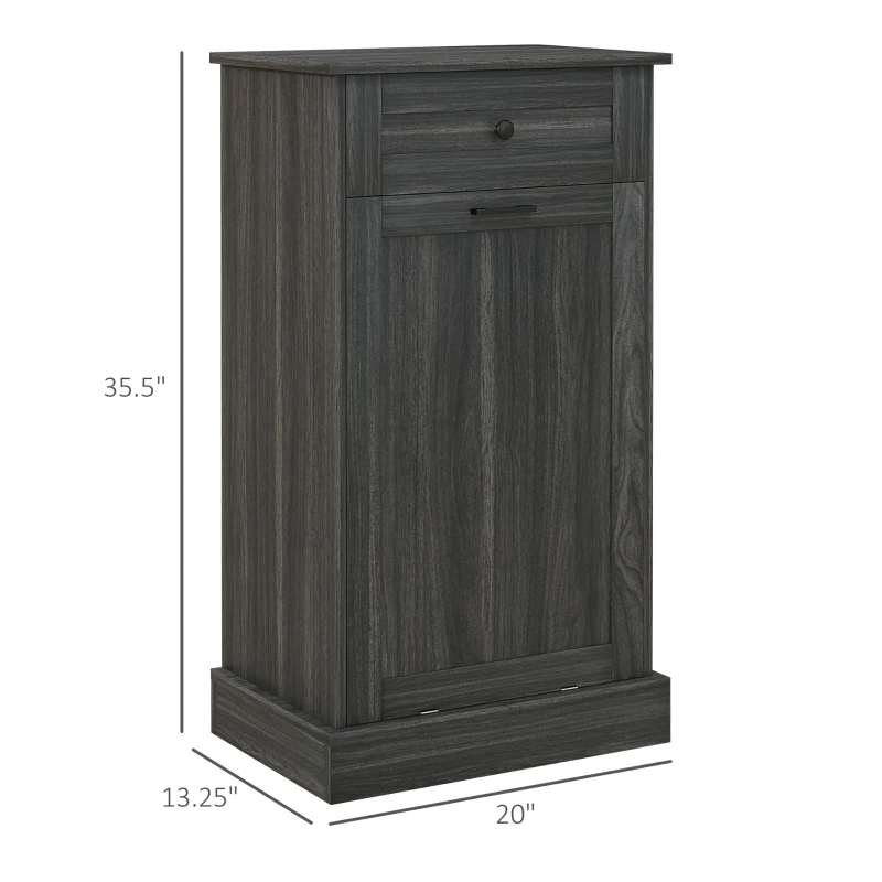 HOMCOM Kitchen Tilt Out Trash Bin Cabinet Free Standing Storage Cabinet with Drawer, Charcoal Gray