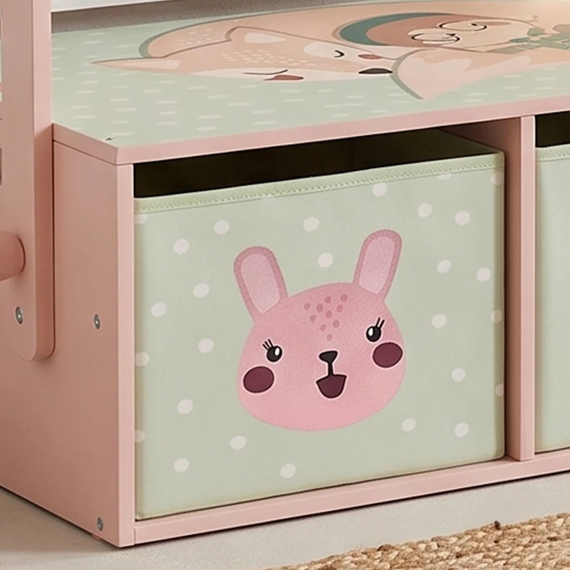 Qaba Kids Toy Box Chest, 3-in-1 Convertible Storage Chest with 2 Non-Woven Drawers for Bedroom, Kids Room for Ages 3-6, Pink