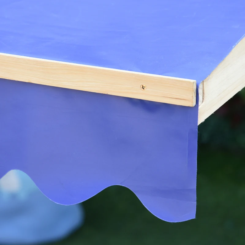 Outsunny Wooden Sandbox w/ Adjustable Canopy, Children Outdoor Playset Weather Resistant 47" L x 47" W x 47" H, Natural & Blue