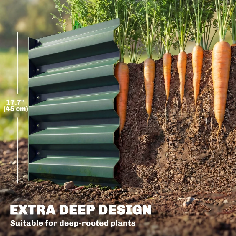 Outsunny 8'x2.6'x1.5' Galvanized Raised Bed, Large Elevated Planter Box for Growing Flowers, Herbs and Vegetables,Green