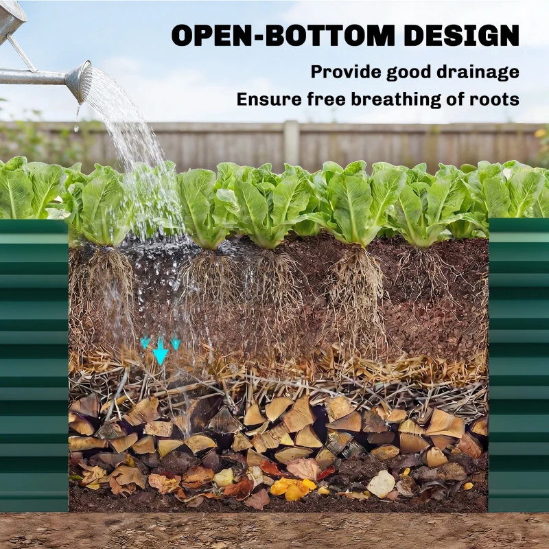 Outsunny 8'x2.6'x1.5' Galvanized Raised Bed, Large Elevated Planter Box for Growing Flowers, Herbs and Vegetables,Green