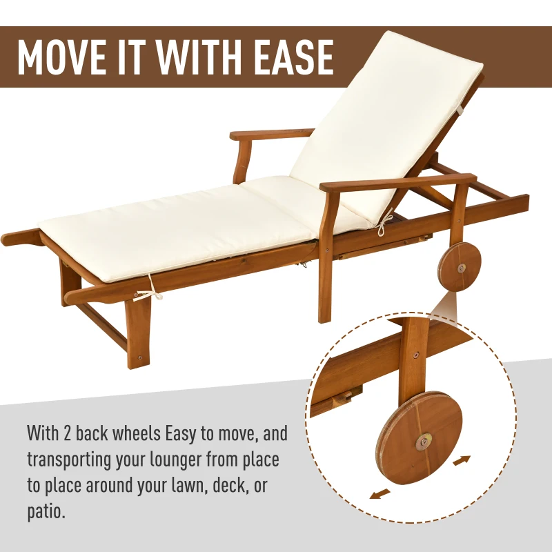 Outsunny Reclining Relaxing Chaise Lounge Chair with 4-Level Adjustable Backrest & Convenient Pull-Out Side Tray