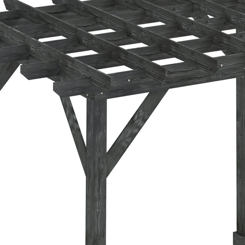Outsunny 12' x 10' Patio Pergola, Weather-Resistant Cedar Wood, Backyard Cover for Porch Party, Grape Garden, Vineyard, Ivy Vine, or Climbing Plants, Black