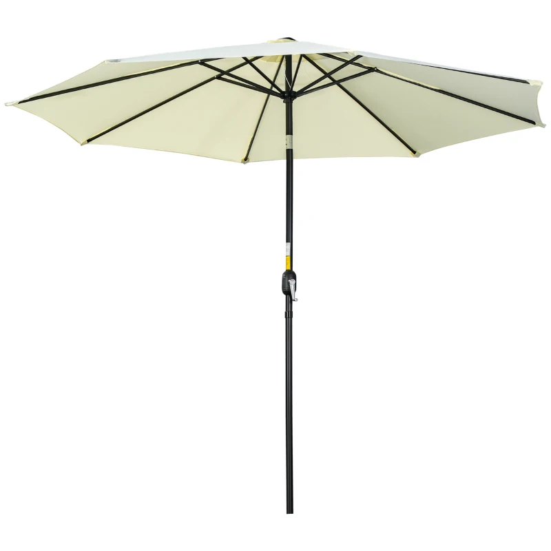 Outsunny 10' x 8' Round Market Umbrella, Patio Umbrella with Crank Handle and Tilt, Outdoor Parasol for Garden, Beige