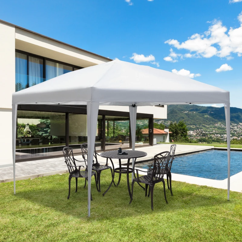 Outsunny 10' x 10' Easy Pop Up Canopy Gazebo Party Tent Shelter - White