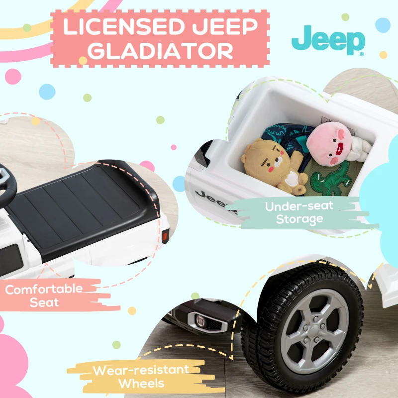 Aosom Kids Ride on Push Car, with Engine Sounds & Under-Seat Storage, Foot-to-Floor Ride on Sliding Car with Horn, White